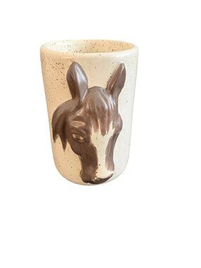Vintage 3D Horse Equestrian Speckled Glaze Ceramic Artisan Made Coffee Mug 8oz